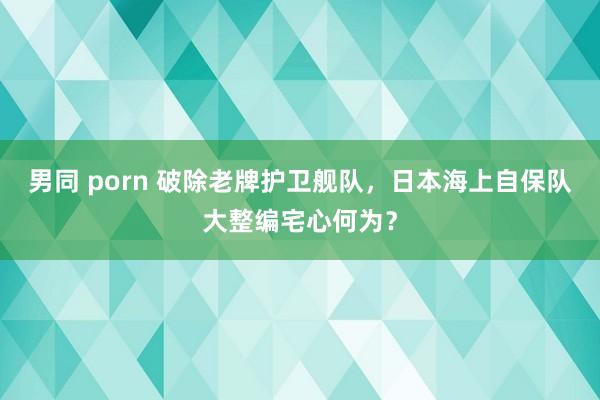 男同 porn 破除老牌护卫舰队，日本海上自保队大整编宅心何为？