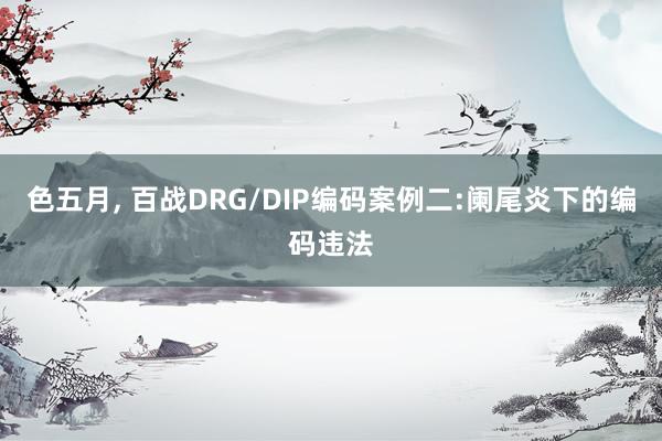 色五月， 百战DRG/DIP编码案例二:阑尾炎下的编码违法