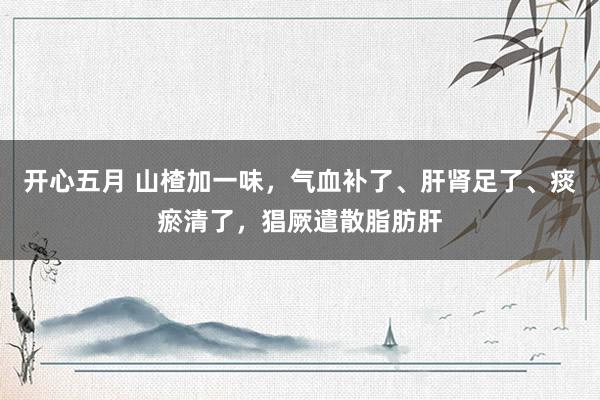 开心五月 山楂加一味，气血补了、肝肾足了、痰瘀清了，猖厥遣散脂肪肝