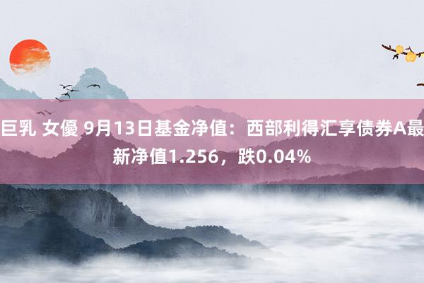 巨乳 女優 9月13日基金净值：西部利得汇享债券A最新净值1.256，跌0.04%