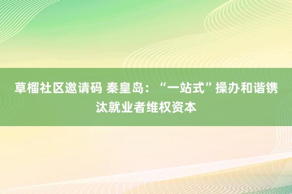 草榴社区邀请码 秦皇岛：“一站式”操办和谐镌汰就业者维权资本