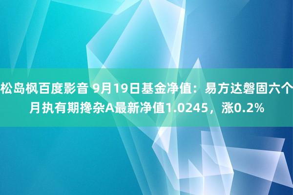 松岛枫百度影音 9月19日基金净值：易方达磐固六个月执有期搀杂A最新净值1.0245，涨0.2%