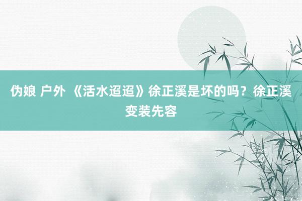 伪娘 户外 《活水迢迢》徐正溪是坏的吗？徐正溪变装先容