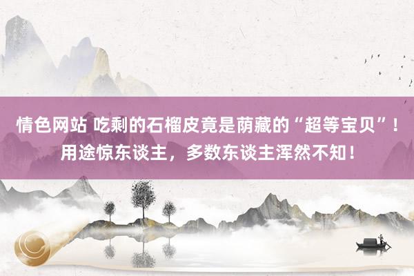 情色网站 吃剩的石榴皮竟是荫藏的“超等宝贝”！用途惊东谈主，多数东谈主浑然不知！