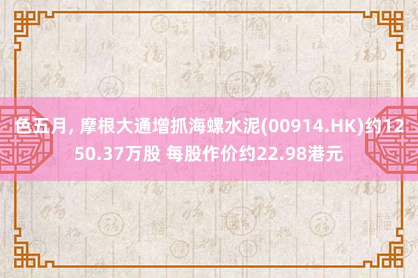 色五月， 摩根大通增抓海螺水泥(00914.HK)约1250.37万股 每股作价约22.98港元