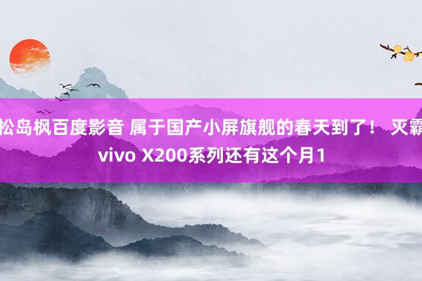 松岛枫百度影音 属于国产小屏旗舰的春天到了！ 灭霸vivo X200系列还有这个月1