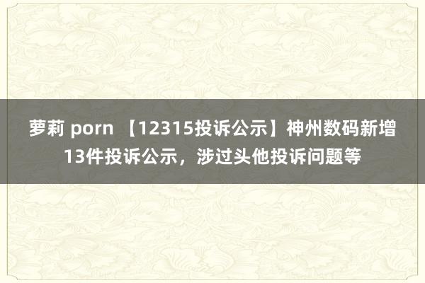 萝莉 porn 【12315投诉公示】神州数码新增13件投诉公示，涉过头他投诉问题等