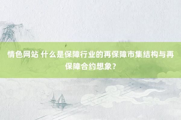 情色网站 什么是保障行业的再保障市集结构与再保障合约想象？