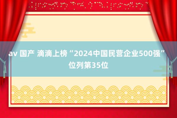 av 国产 滴滴上榜“2024中国民营企业500强” 位列第35位