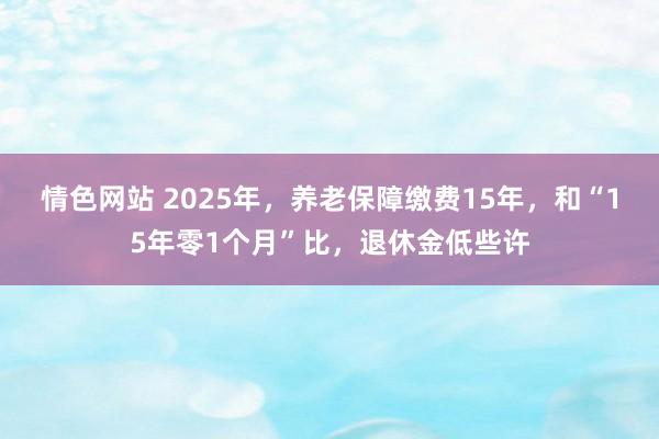 情色网站 2025年，养老保障缴费15年，和“15年零1个月”比，退休金低些许