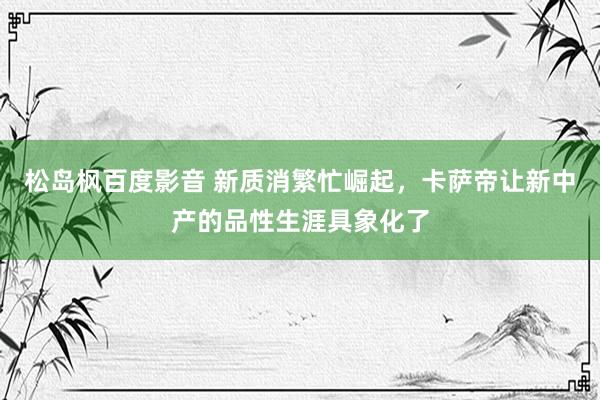 松岛枫百度影音 新质消繁忙崛起，卡萨帝让新中产的品性生涯具象化了