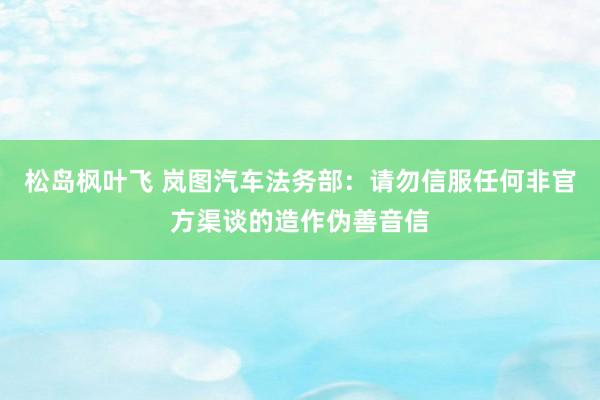 松岛枫叶飞 岚图汽车法务部：请勿信服任何非官方渠谈的造作伪善音信