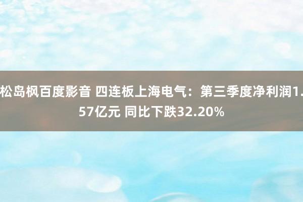 松岛枫百度影音 四连板上海电气：第三季度净利润1.57亿元 同比下跌32.20%