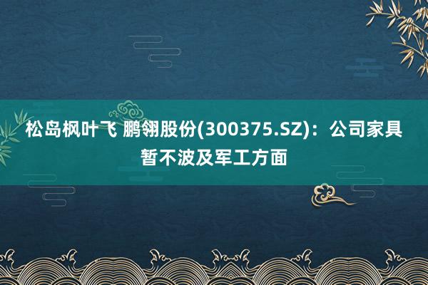 松岛枫叶飞 鹏翎股份(300375.SZ)：公司家具暂不波及军工方面