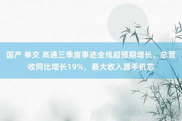 国产 拳交 高通三季度事迹全线超预期增长，总营收同比增长19%，最大收入源手机芯