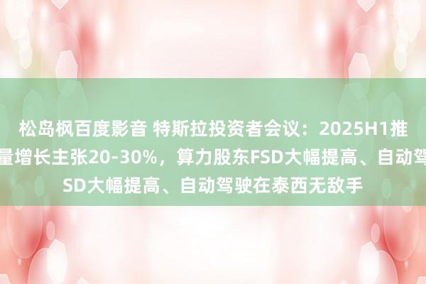 松岛枫百度影音 特斯拉投资者会议：2025H1推新车型、全年销量增长主张20-30%，算力股东FSD大幅提高、自动驾驶在泰西无敌手