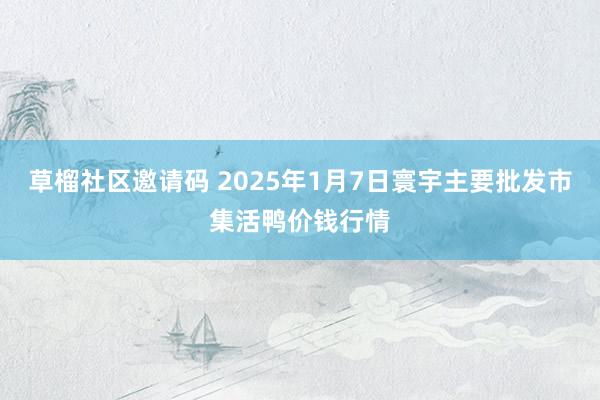 草榴社区邀请码 2025年1月7日寰宇主要批发市集活鸭价钱行情