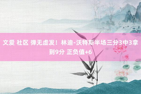 文爱 社区 弹无虚发！林迪-沃特斯半场三分3中3拿到9分 正负值+6