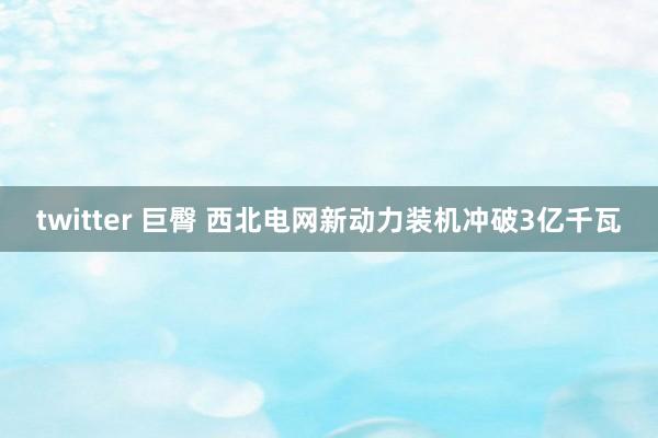 twitter 巨臀 西北电网新动力装机冲破3亿千瓦