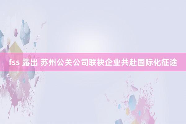 fss 露出 苏州公关公司联袂企业共赴国际化征途